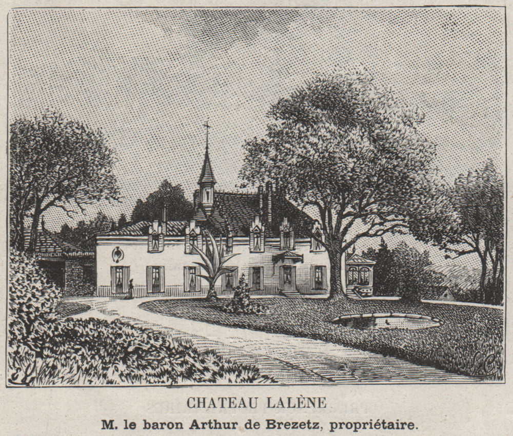 CANTON DE PUJOLS. PUJOLS, BOSSUGAN. Chateau Lalène. Brezetz. SMALL 1908 print